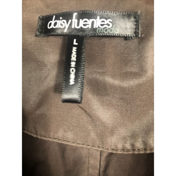 Daisy Fuentes 2 Button Woman’s Belted Wind Breaker Jacket Large Brown - Picture 13 of 13